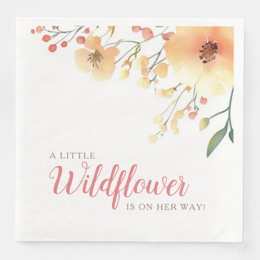 Serviette En Papier baby shower d'aquarelle de petit fleur sauvage (Devant)