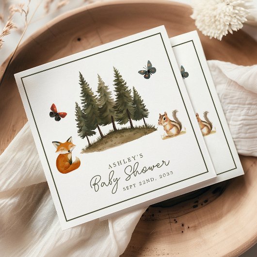 Serviette En Papier Baby shower d'aquarelle des animaux forestiers