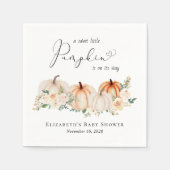 Serviette En Papier Baby shower d'aquarelle florale petit Citrouille (Devant)
