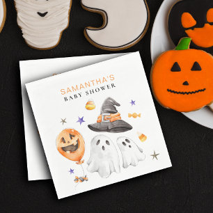 Serviette En Papier Baby shower d'aquarelle Little Boo Halloween
