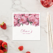 Serviette En Papier Baby shower d'aquarelle Pink Peonies (En situation)