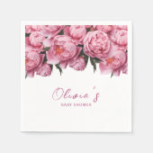 Serviette En Papier Baby shower d'aquarelle Pink Peonies (Devant)