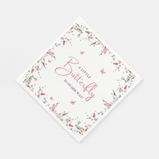Serviette En Papier Baby shower d'aquarelle pour petite papillon (Coin)