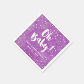 Serviette En Papier Baby shower d'aquarelle pourpre Oh bébé (Coin)