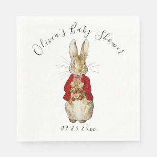 Serviette En Papier Baby shower d'aquarelle Red Peter Rabbit