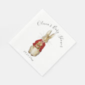 Serviette En Papier Baby shower d'aquarelle Red Peter Rabbit (Coin)