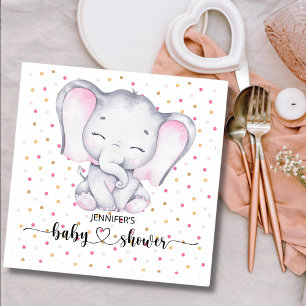 Serviette En Papier Baby shower d'aquarelle rose éléphant