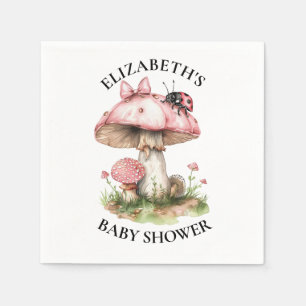 Serviette En Papier Baby shower d'aquarelle rose Ladybug