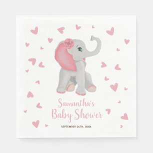 Serviette En Papier Baby shower d'aquarelle rose pâle Eléphant