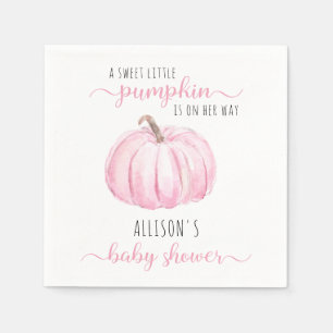 Serviette En Papier Baby shower d'aquarelle rose petit Citrouille