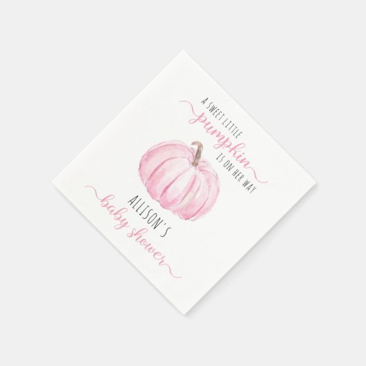 Serviette En Papier Baby shower d'aquarelle rose petit Citrouille (Coin)