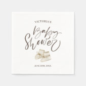 Serviette En Papier Baby shower d'aquarelle simple et élégant Script (Devant)