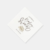 Serviette En Papier Baby shower d'aquarelle simple et élégant Script (Coin)