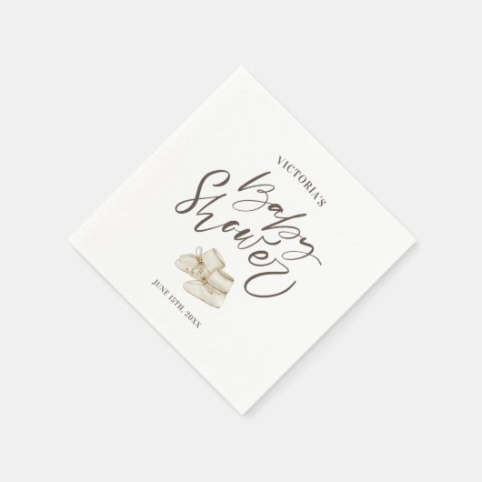 Serviette En Papier Baby shower d'aquarelle simple et élégant Script (Coin)