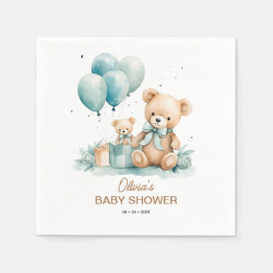 Serviette En Papier Baby shower d'aquarelle Teddy Bear
