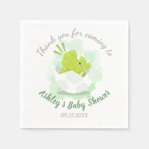 Serviette En Papier Baby shower d'aquarelle verte aux oeufs de dinosau