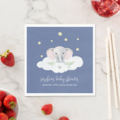 Serviette En Papier Baby shower d'arachide serviettes éléphantes bleue (En situation)