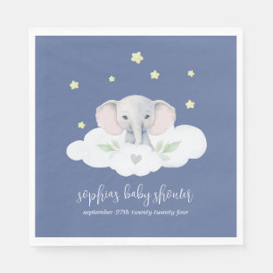 Serviette En Papier Baby shower d'arachide serviettes éléphantes bleue