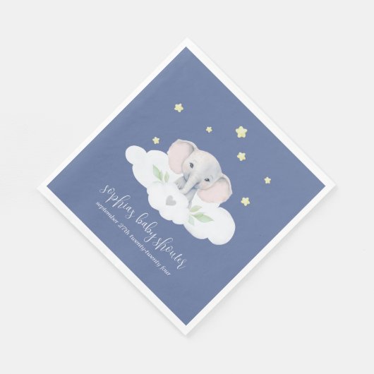 Serviette En Papier Baby shower d'arachide serviettes éléphantes bleue (Coin)