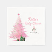 Serviette En Papier Baby shower d'arbre d'hiver rose (Devant)