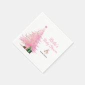 Serviette En Papier Baby shower d'arbre d'hiver rose (Coin)