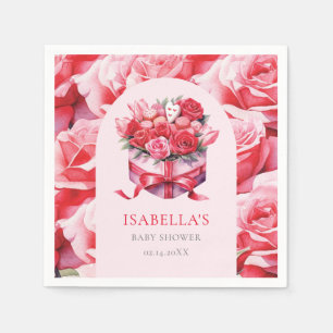 Serviette En Papier Baby shower d'arc floral rouge personnalisé