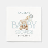 Serviette En Papier Baby shower d'attente avant l'ours en peluche (Devant)