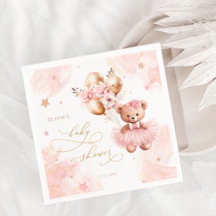 Serviette En Papier Baby shower d'attente rapide de l'ours rose Teddy