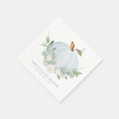 Serviette En Papier Baby shower d'automne Citrouille bleu aquarelle (Coin)