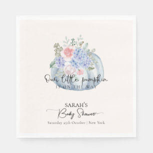 Serviette En Papier Baby shower d'automne Citrouille Blue Hydrangea