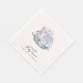 Serviette En Papier Baby shower d'automne Citrouille Blue Hydrangea (Coin)