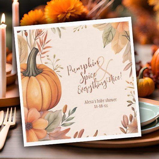 Serviette En Papier Baby shower d'automne Citrouille épice automne bot