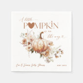 Serviette En Papier Baby shower d'automne citrouille et fleur Boho (Devant)