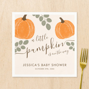Serviette En Papier Baby shower d'automne Citrouille mignon Eucalyptus