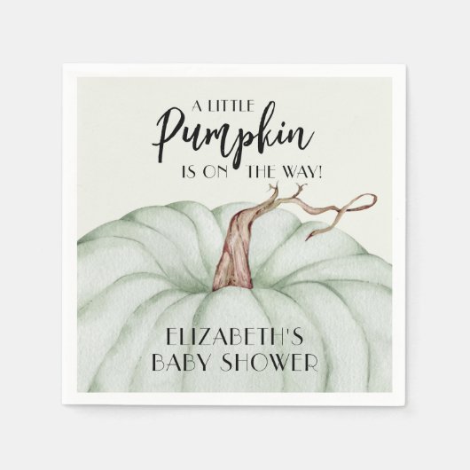 Serviette En Papier Baby shower d'automne Citrouille vert (Devant)