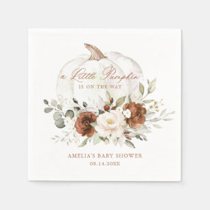 Serviette En Papier Baby shower d'automne de Citrouille de rouille flo