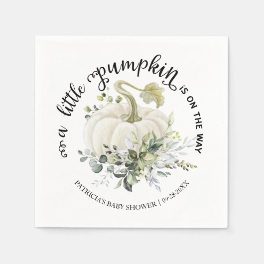Serviette En Papier Baby shower d'automne de Little Citrouille (Devant)