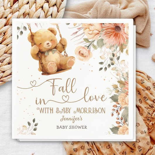 Serviette En Papier Baby shower d'automne de l'ours en peluche chute e