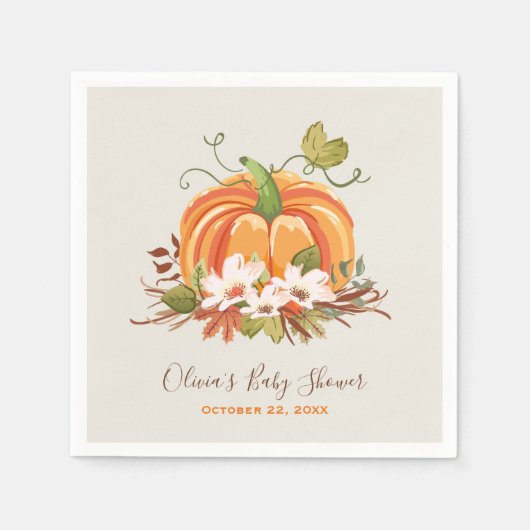 Serviette En Papier Baby shower d'automne de Napkin papier Citrouille (Devant)