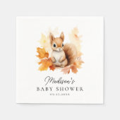 Serviette En Papier Baby shower d'automne d'écureuil en bois mignon (Devant)