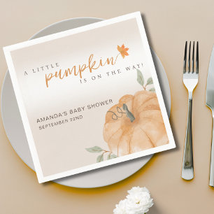 Serviette En Papier Baby shower d'automne d'Orange Little Citrouille