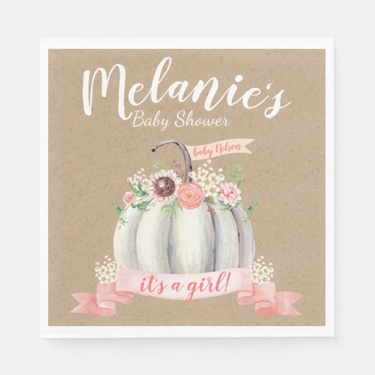 Serviette En Papier Baby shower d'automne du petit Citrouille (Devant)