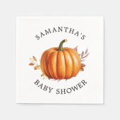 Serviette En Papier Baby shower d'automne floral moderne (Devant)