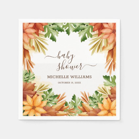 Serviette En Papier Baby shower d'automne Foliage Cocktail (Devant)