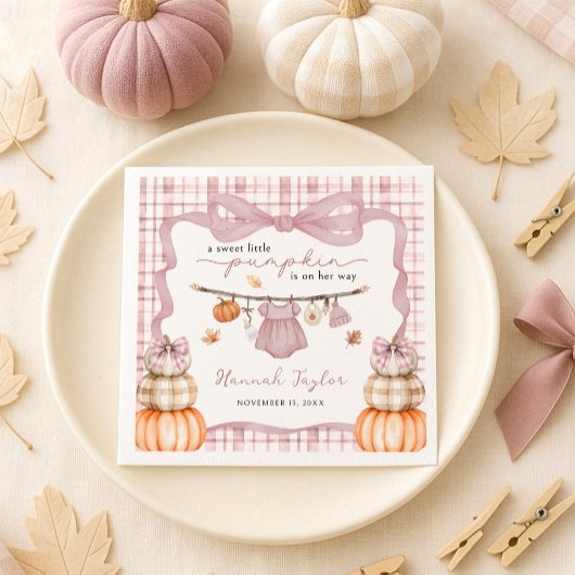Serviette En Papier Baby shower d'automne pour petites filles Citrouil