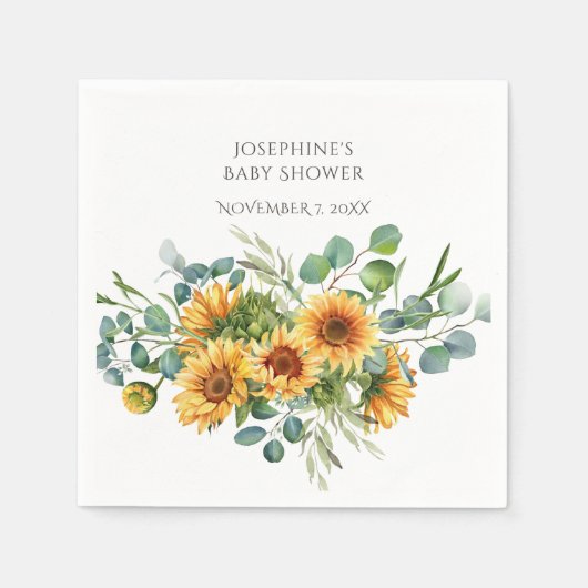 Serviette En Papier Baby shower d'automne Sunflower Sunshine (Devant)
