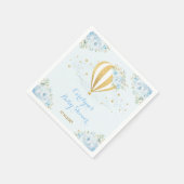 Serviette En Papier Baby shower d'aventure à air chaud doux bleu (Coin)