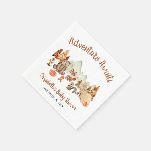 Serviette En Papier Baby shower d'aventure d'automne pour les animaux  (Coin)