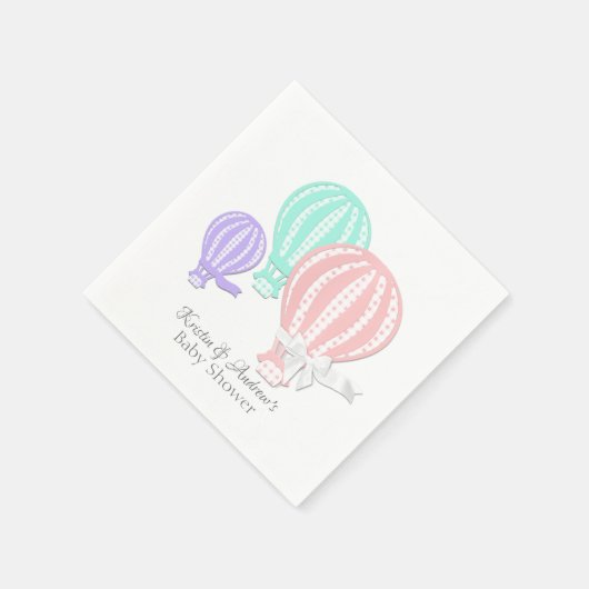 Serviette En Papier baby shower d'aventure En vichy ballon à air chaud (Coin)