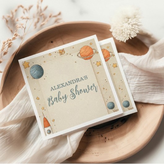 Serviette En Papier Baby shower d'aventure spatial